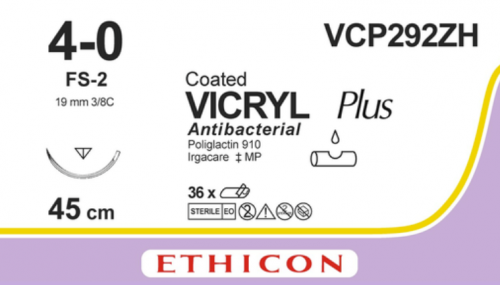 VICRYL PLUS 4-0 FS-2, 45cm, non colorato, confezione da 36 p 