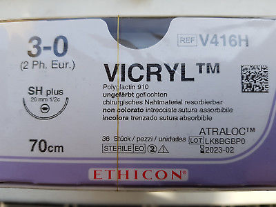 VICRYL 3-0 SH 70cm, non colorato, confezione da 36 pezzi 