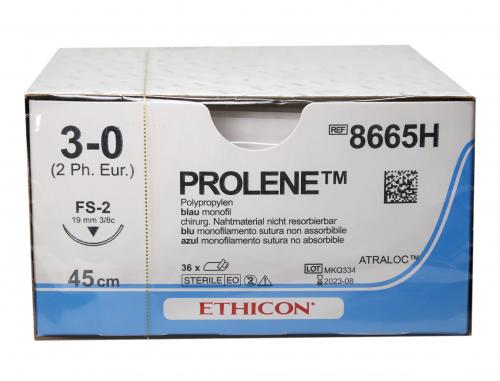 Filo PROLENE, calibro 3-0, lunghezza 45 cm, colore blu, 36 p 