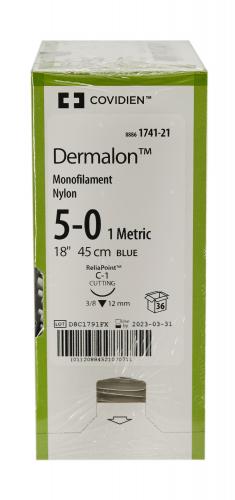 DERMALON 45cm bleu 5-0 C-1 36 pce 