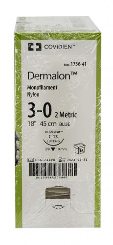 DERMALON 45cm bleu 3-0 C-13 36 pce 