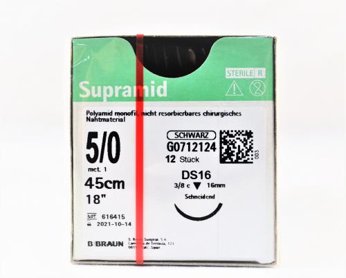 Filo da sutura SUPRAMID 5-0 DS 18 45cm nero, confezione da 1 