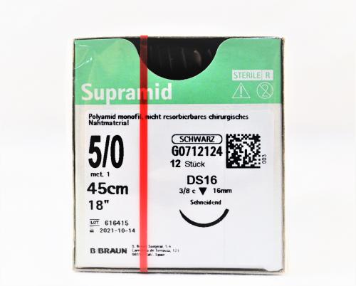 SUPRAMID 45cm DS 16 5-0 noir 12 pce 