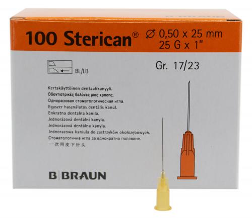 Aghi STERICAN Dent 25G 0.5x25mm arancioni confezione da 100 