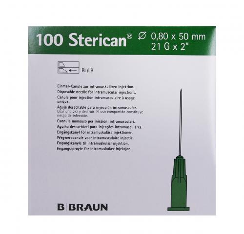 STERICAN 21G 0.80x50mm vert luer 100 pce 