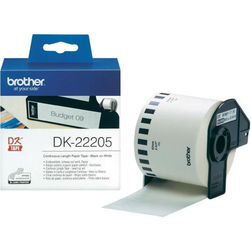 Étiquettes Brother 62 mm x 30,48 m en continu DK22205 adhési 