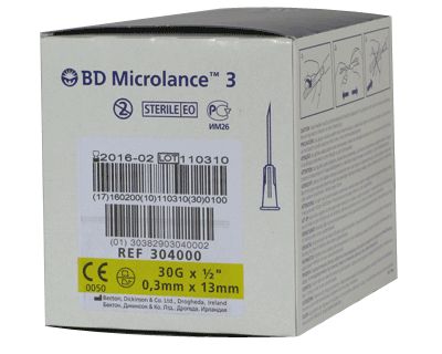 BD MICROLANCE 3 aiguilles 0.30x13mm jaune 100 x 