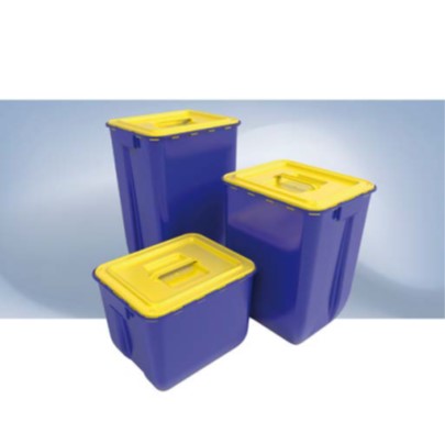 Entsorgungsbehälter Wastel 60 l blau Deckel gelb 