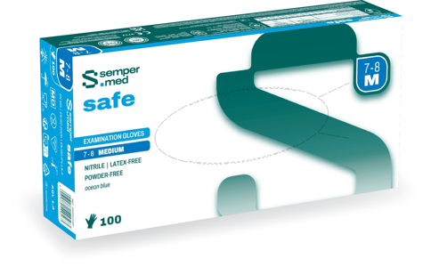 Guanti per esami Sempermed Safe non talcati, blu, M, 100 p.
 