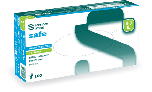 Nitril Handschuh Sempermed Safe pf, blau, L, 100 Stk 