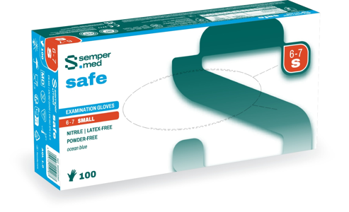 Nitril Handschuh Sempermed Safe pf, blau, S, 100 Stk 