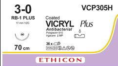 VICRYL PLUS violet tressé 1xRB-1 PLUS 3-0 1x70 cm 36 pièces 