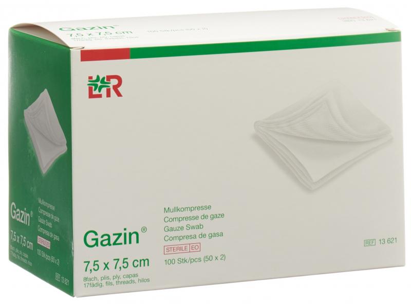 Gazin Faltkompr 7.5x7.5cm 8f steril 50 x 2 Stk 