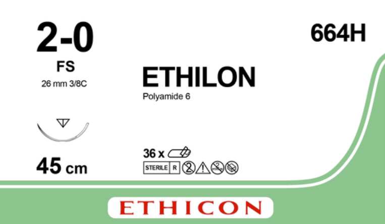 ETHILON 2-0 FS, 45cm, nero, 36 pezzi, 664H 