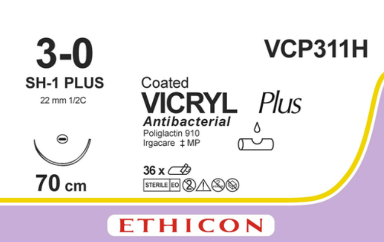 VICRYL PLUS 3-0 SH-1, 70cm, viola, 36 pezzi 