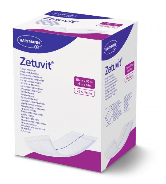 ZETUVIT compresse absorbante 10x10cm stér 25 pce 