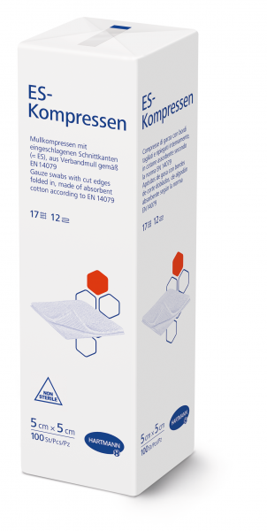 ES-compresses 12x 5x5cm nouveau 100 pcs. 