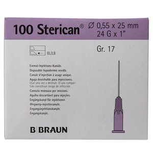 STERICAN aigui 24G 0.55x25mm lilas luer 100 pce 