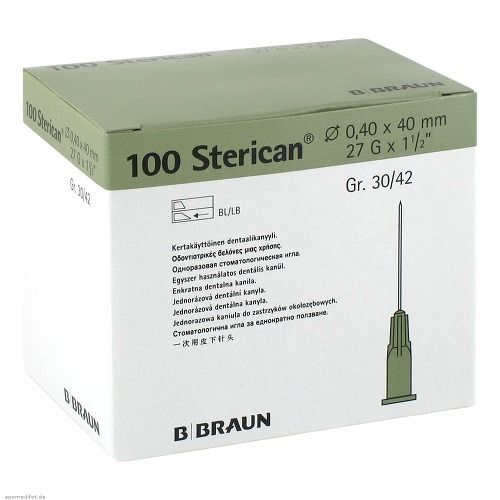 STERICAN Dent Ago 27G 0,4 mm x 40 mm, grigio, confezione da 