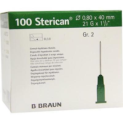 STERICAN aigui 21G 0.80x40mm vert luer 100 pce 