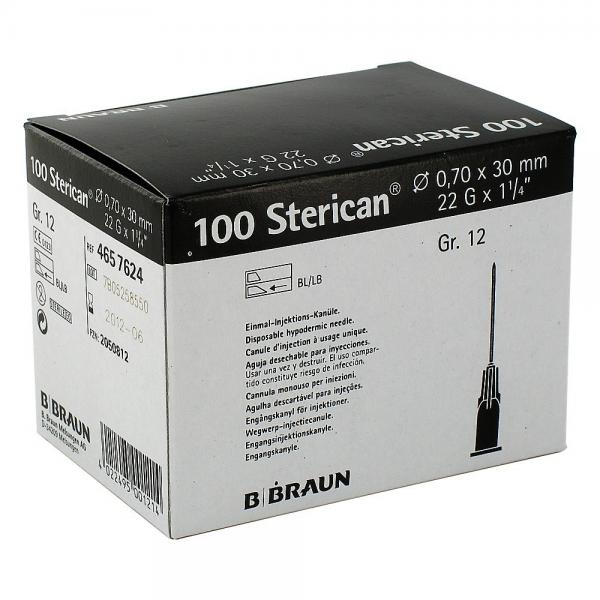 STERICAN nero 0.70x30mm 22G, 100 pezzi 