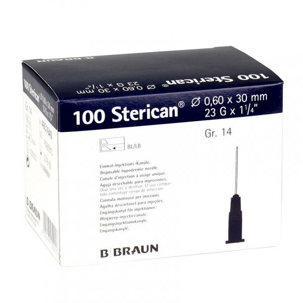 STERICAN aigui 23G 0.60x30mm bleu luer 100 pce 