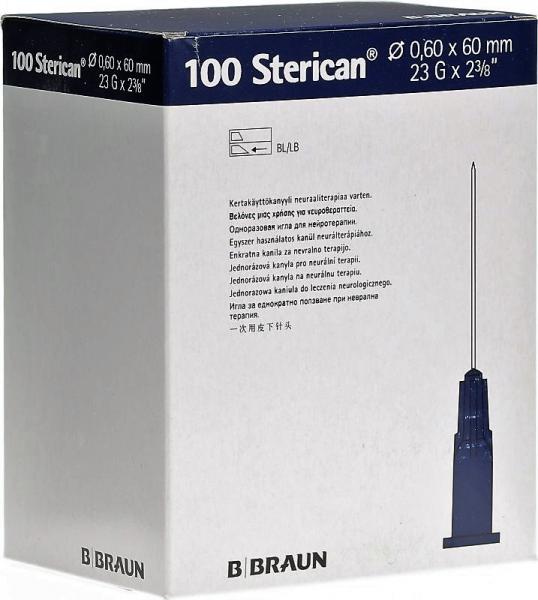 STERICAN aigui 23G 0.60x60mm bleu luer 100 pce 