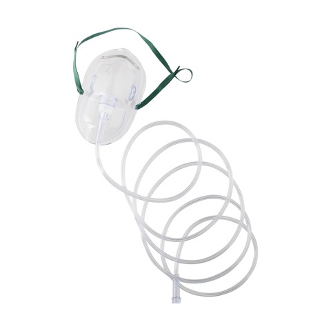 Maschera per ossigeno con tubo da 210 m, con archetto aurico 