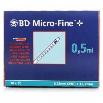 Siringhe per insulina BD U100 12.7x0.33mm 100x0.5ml 