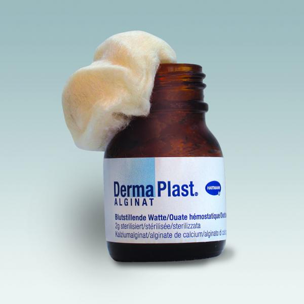 DERMAPLAST ALGINAT Blutstillende Watte Glas 2 g 