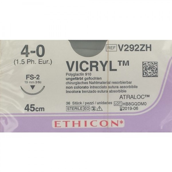 Filo chirurgico VICRYL 4-0 FS-2 45 cm, non colorato 36 pezzi 