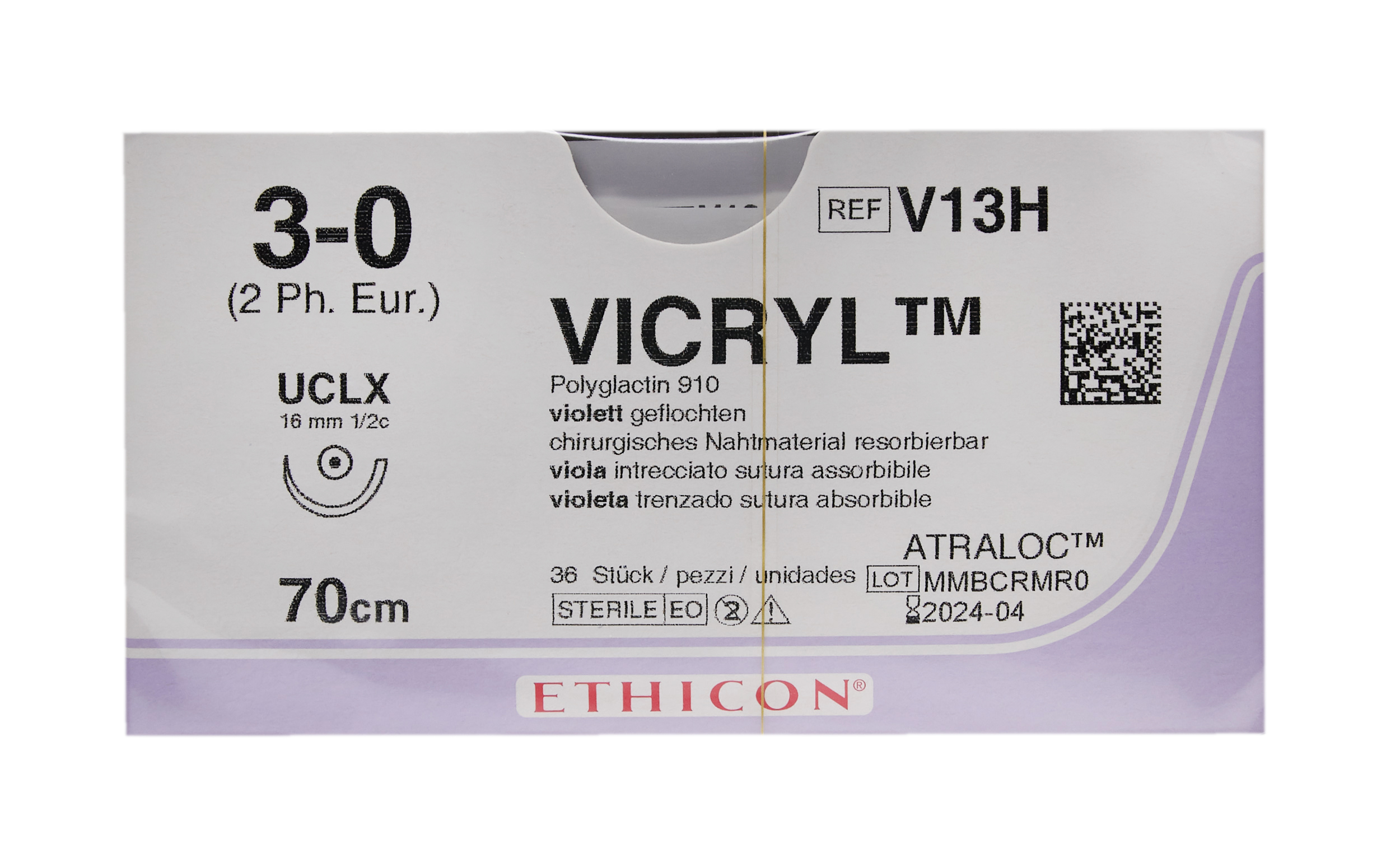 VICRYL 70cm violet 3-0 UCLX 36 pce 