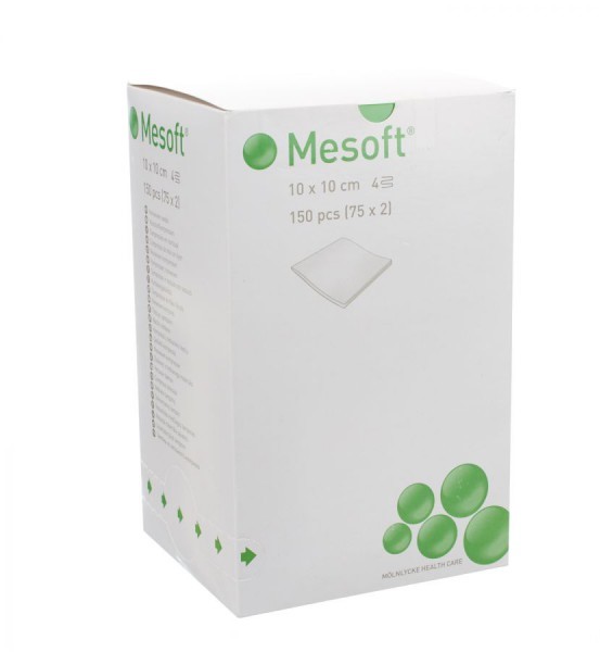 MESOFT NW Vlieskompr 10x10cm st 75 Btl 2 Stk 