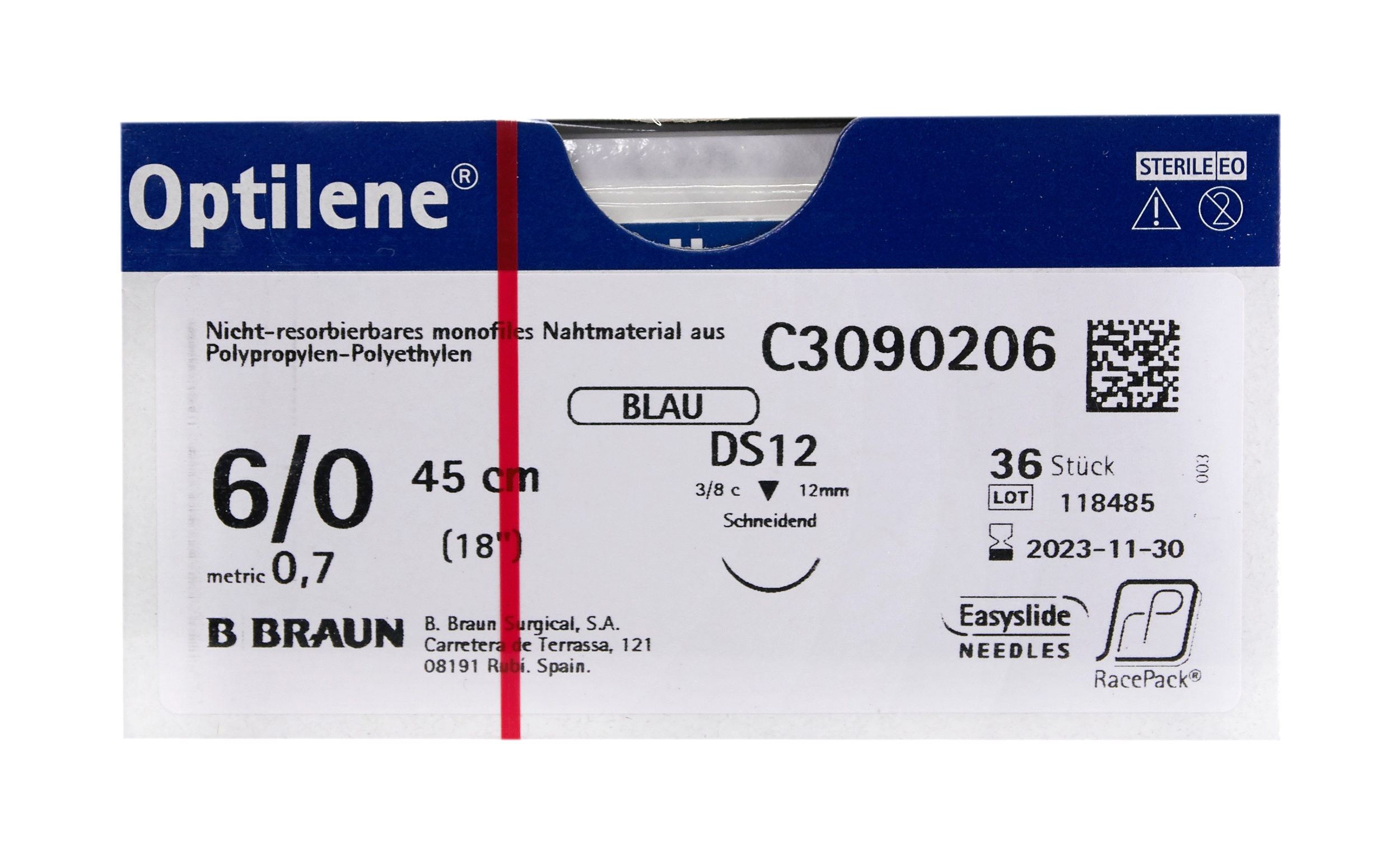 OPTILENE 6/0 45 cm DS12 RCP 36 pce 