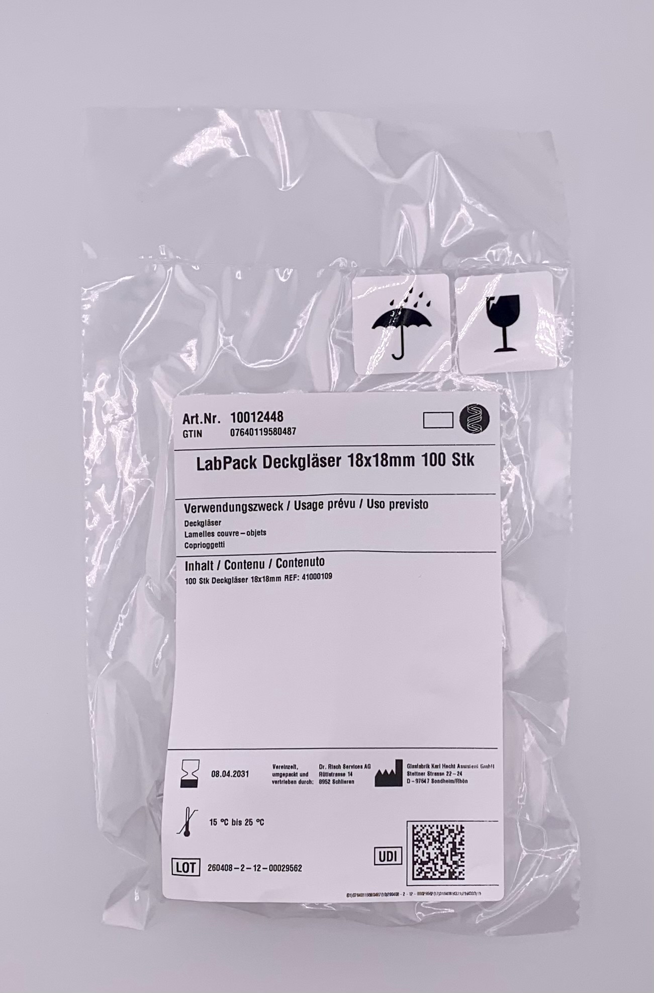 LabPack ASSISTENT lamelles couvre objets 18x18mm 100 pce 