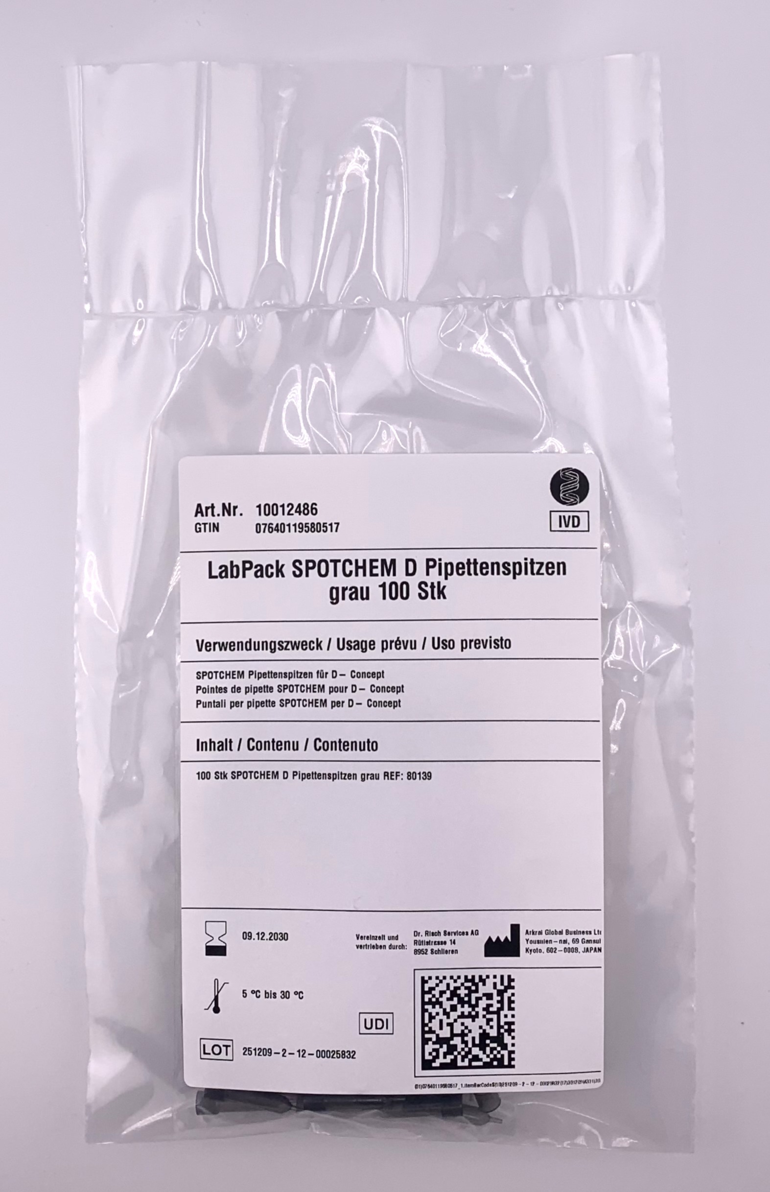 LabPack Puntali per pipette SPOTCHEM D grigio 100 pz. 