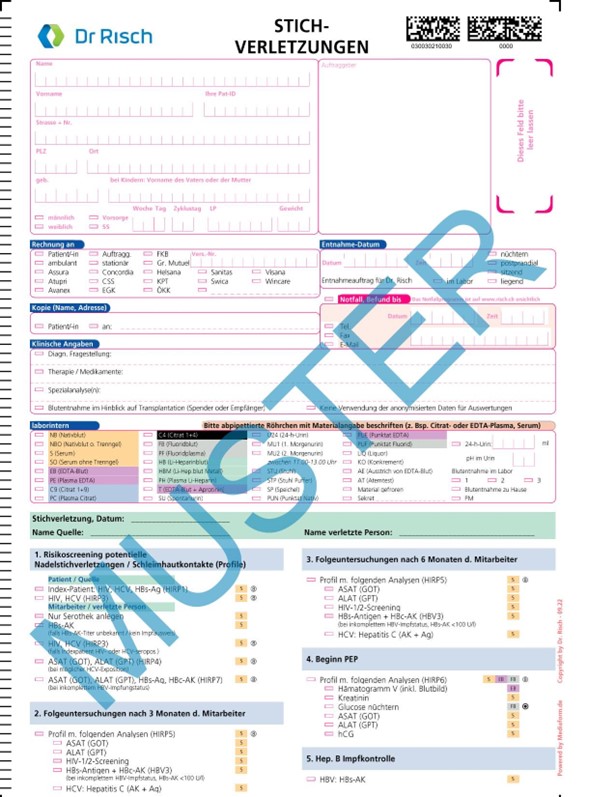 Auftragsformular Stichverletzung 