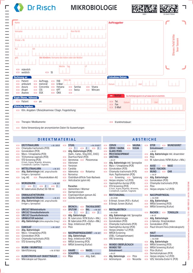 Formulaire de demande Microbiologie 