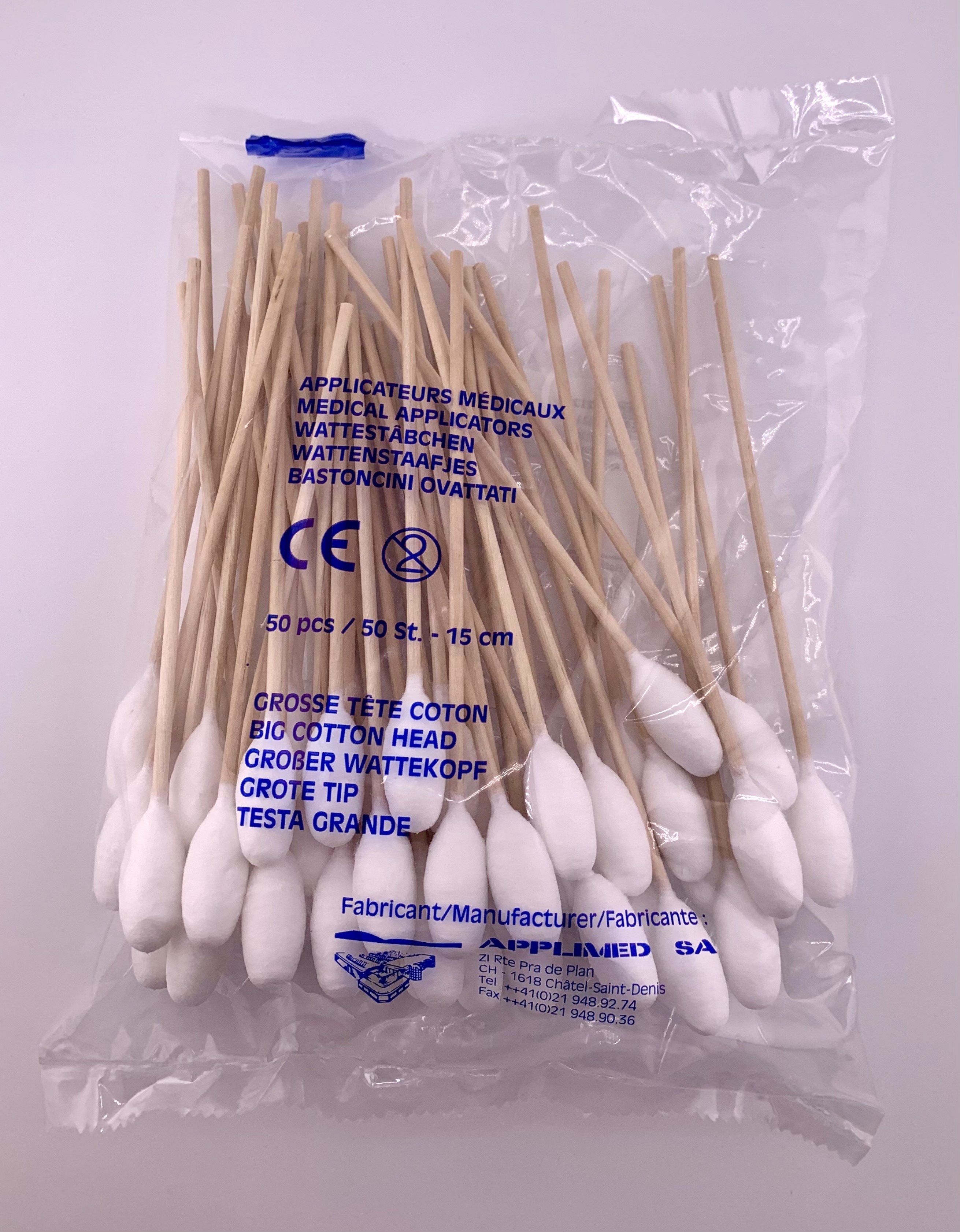 Wattestäbchen Holz 15cm gross Sama 50 Stk 