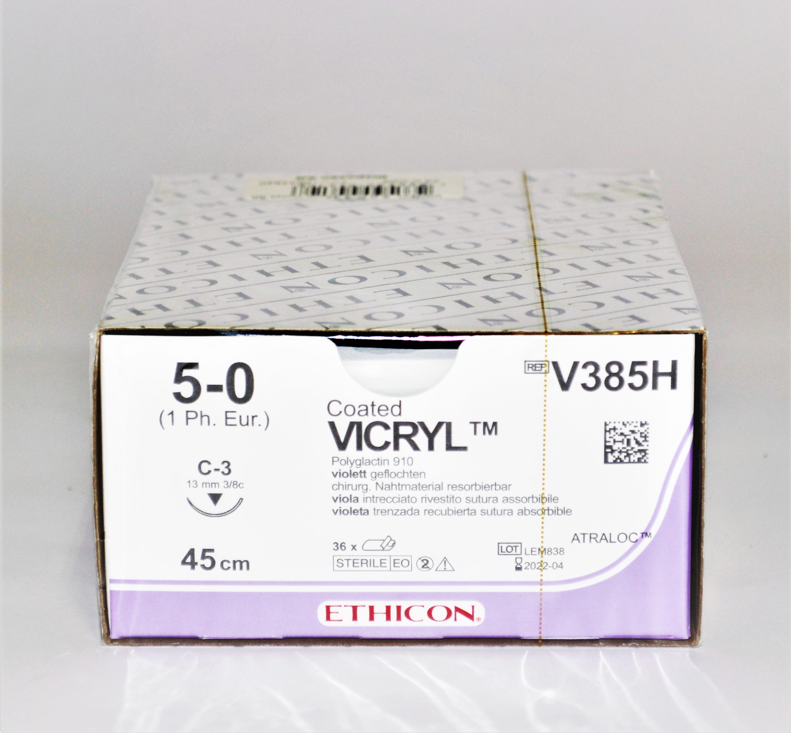 Filo chirurgico VICRYL 5-0 C-3 45 cm viola 36 pezzi V385H 