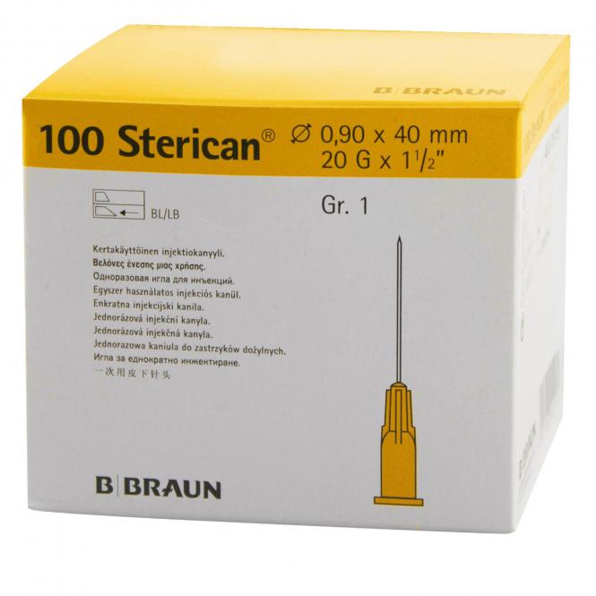 STERICAN aigui 20G 0.90x40mm jaune luer 100 pce 