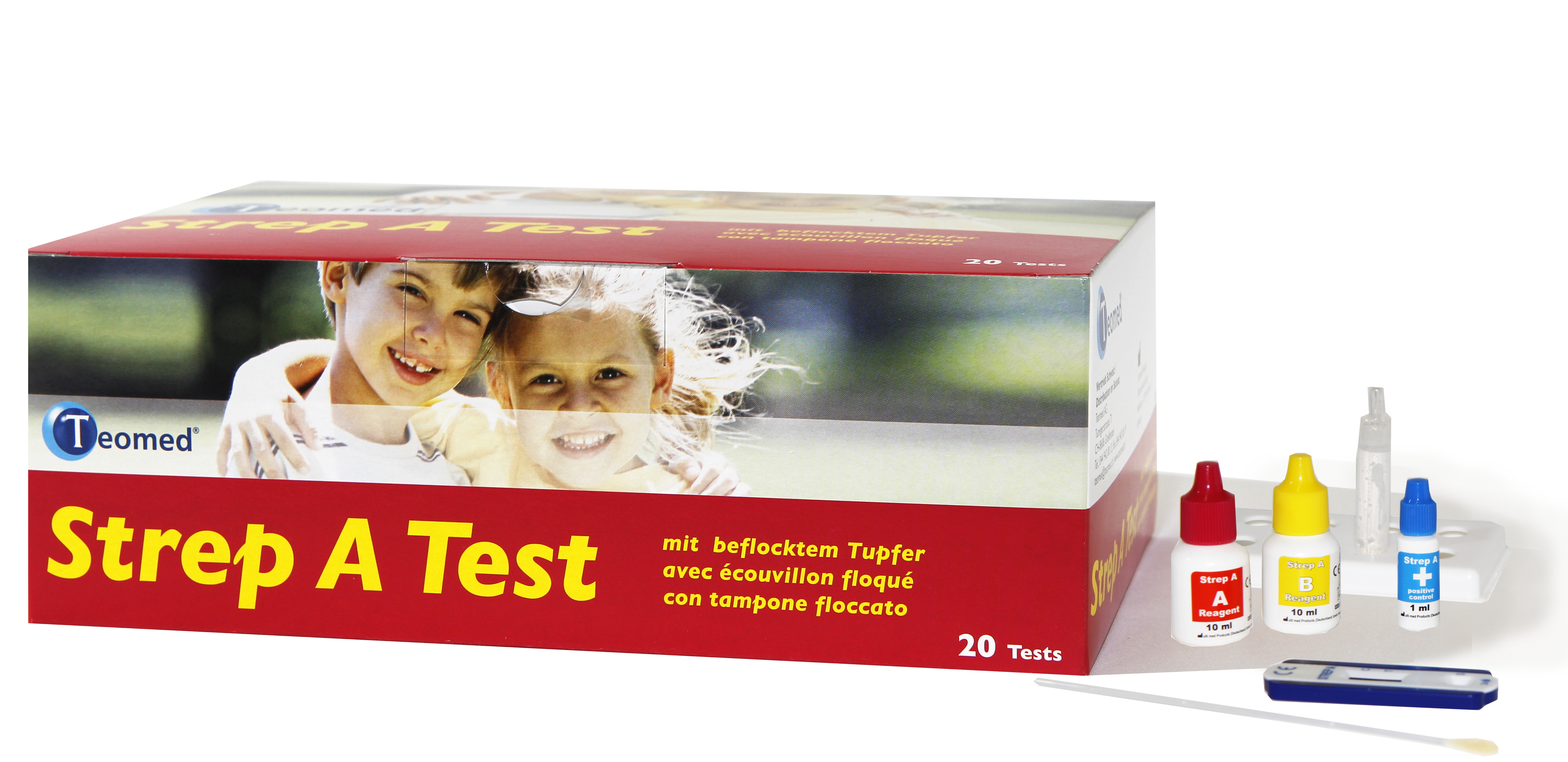 STREP A Test Teomed mit beflocktem Tupfer 20 Stk 