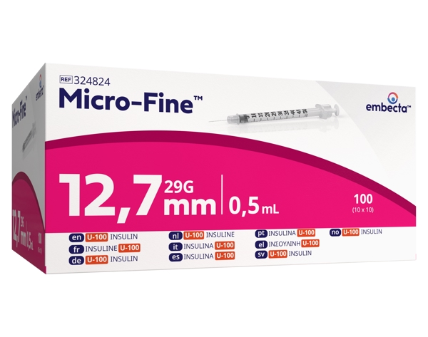Micro-Fine+ U100 Insulinspritze 29G 0.33x12.7mm 100 x 0.5ml 