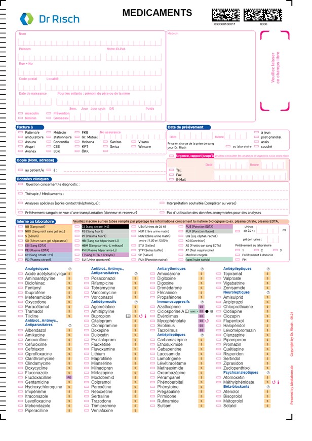 Auftragsformular Medikamente 