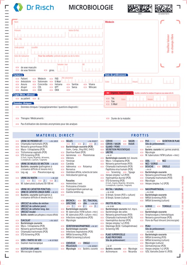 Formulaire de demande Microbiologie 