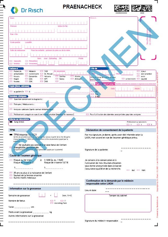 Auftragsformular PraenaCheck 