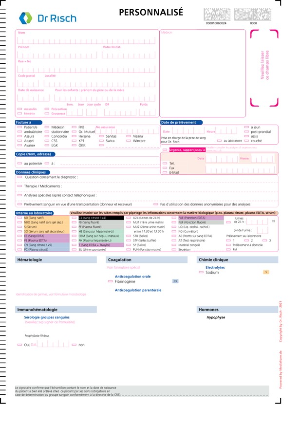 Auftragsformular Praxisauftrag personalisiert 