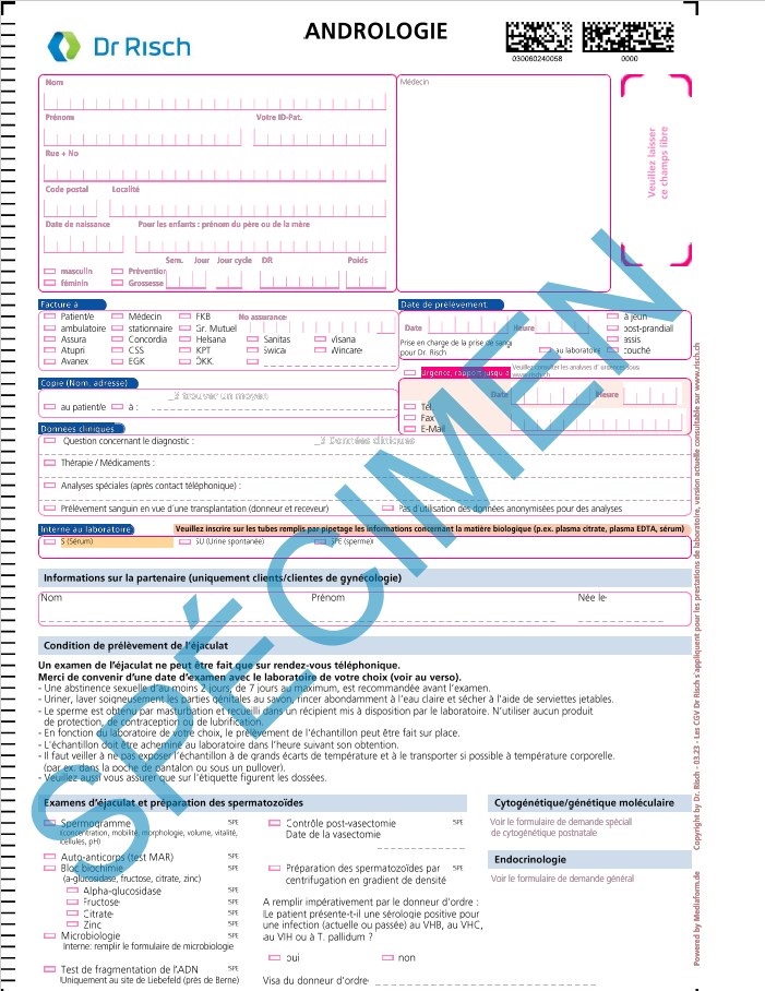 Formulaire de demande d'andrologie 